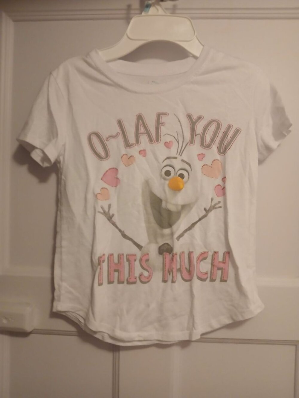Disney Frozen Girls Olaf Shirt M 7/8
